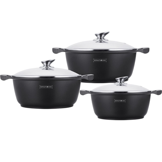 Royalty Line Aluminium 6-Piece Casserole Set — with Stainless Steel Lids