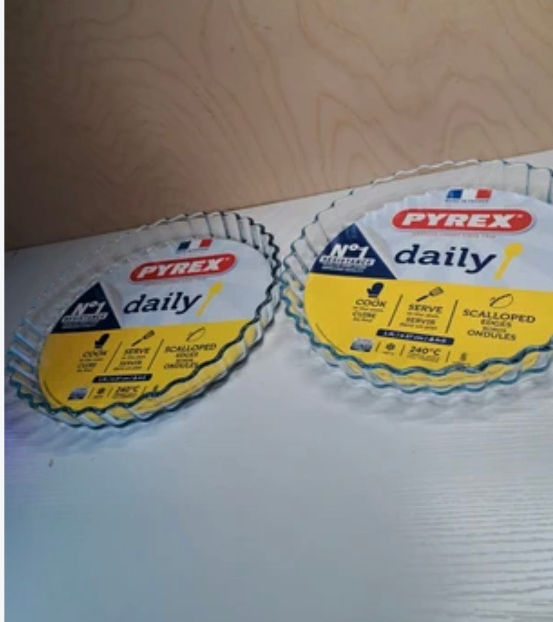(2) Pyrex daily round glass tart pan 27 cm 1.4 L