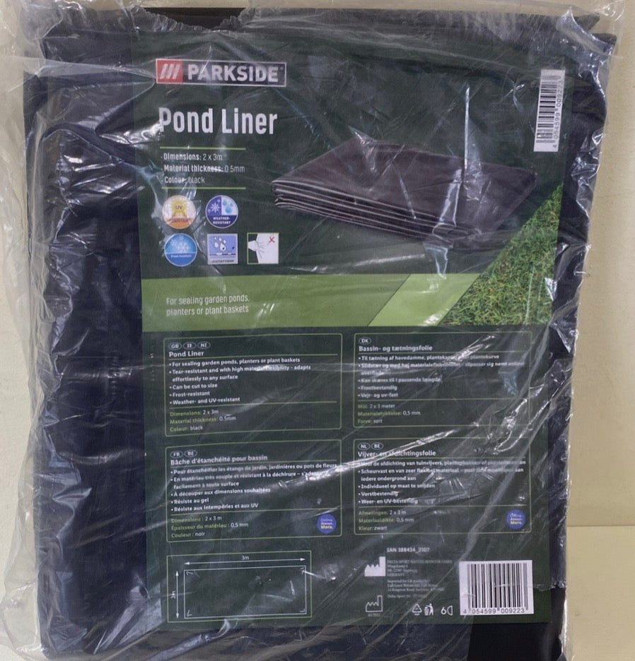 Parkside Pond Liner Size 2 x 3m Thickness: 0.5mm Black For Sealing Ponds