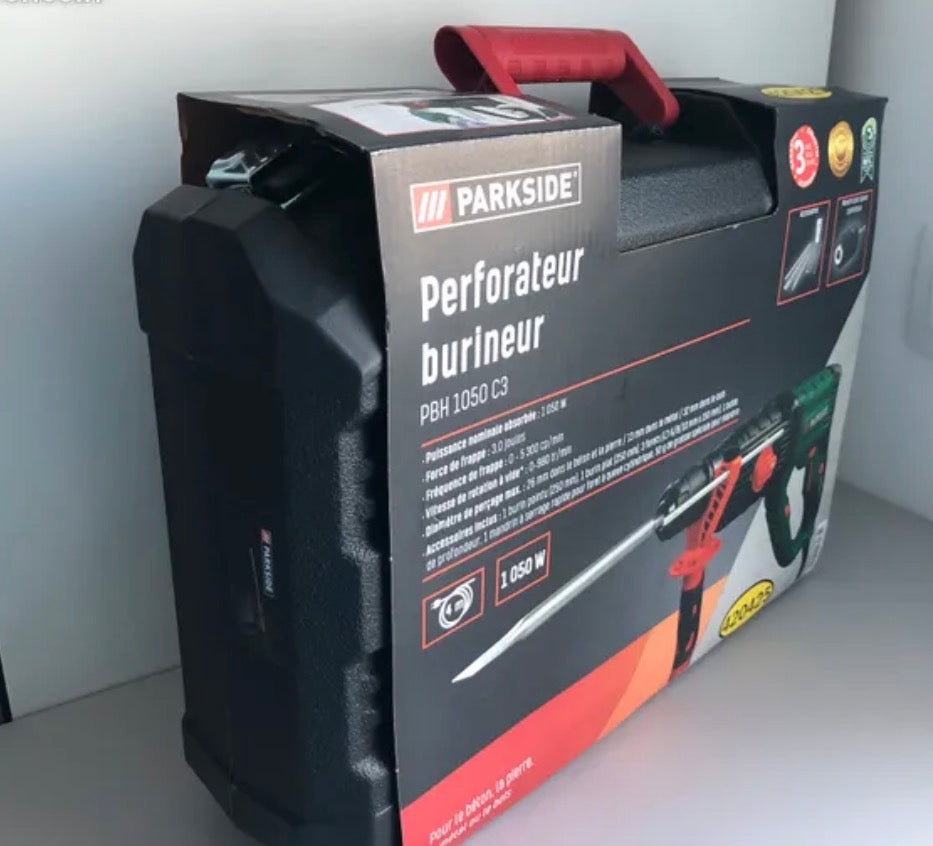 Parkside NEW: Rotary hammer drill + accessories + carrying case