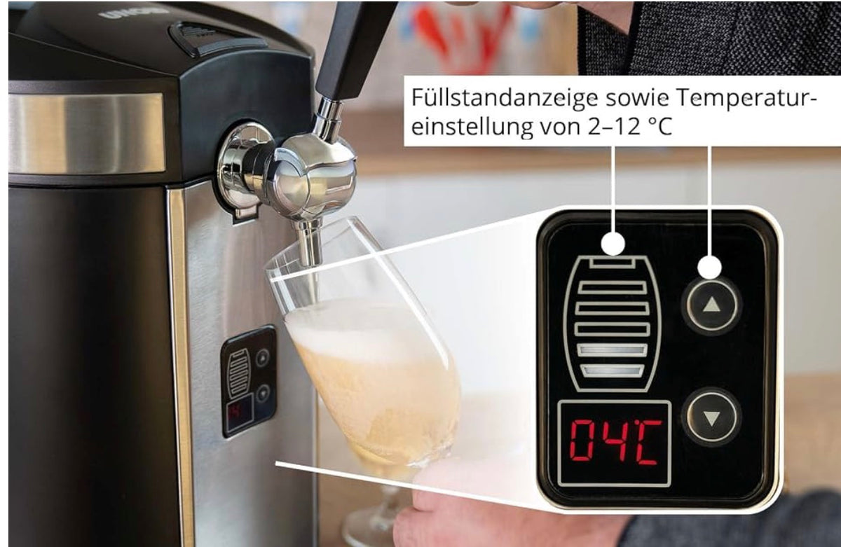 Koenic Beer Dispenser — Fits All Universal 5 Litre Kegs, Adjustable 2–12 °C, Heineken Adapter Included