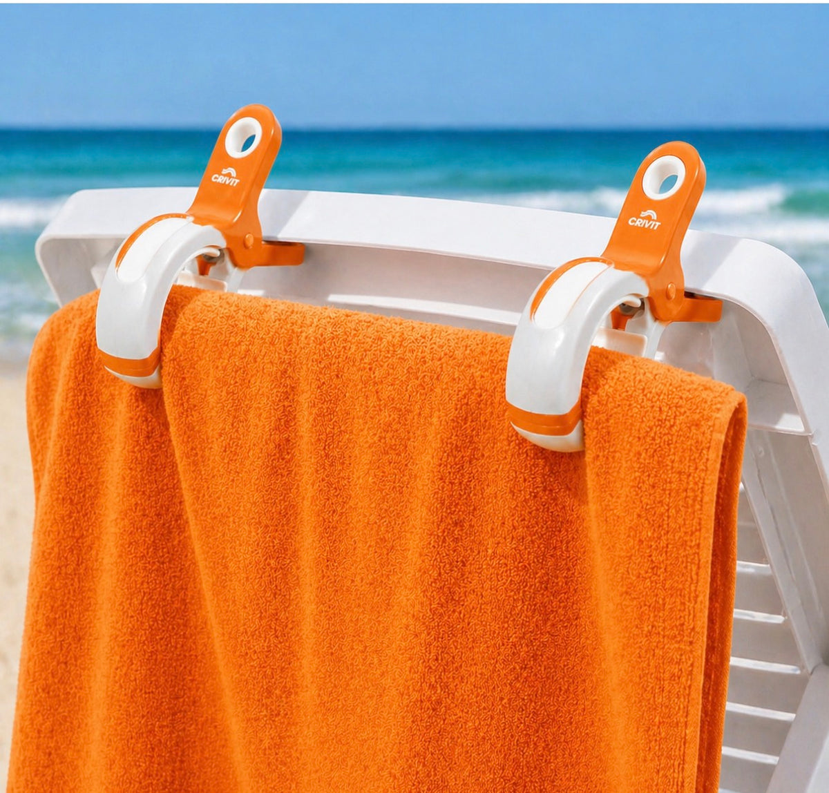 Crivit Set of 4 XXL Towel Clips for Attaching Towels to Sunbeds