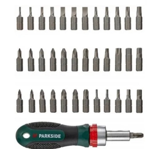 Parkside Ratchet Screwdriver Bit Set 38 Pieces
Parkside 38-piece screwdrivers, interchangeable tips