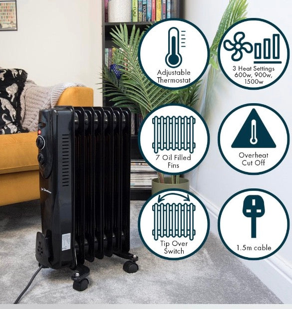 Switch on radiator oil-filled 1500w