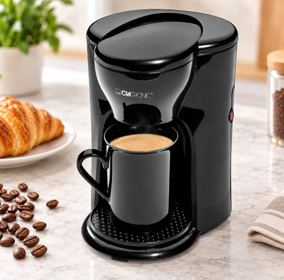 Clatronic One-Cup Coffee Machine — Ceramic Mug & Permanent Filter Included