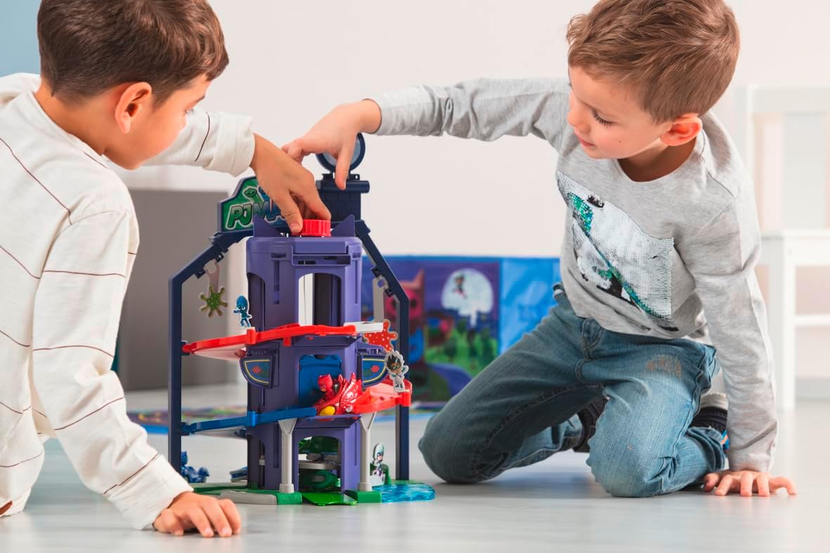 Dickie Toys PJ Masks Headquarters Playset Including Catboy in Catcar, Many Functions, Pyjama Heroes Activity Station, Age 3+
