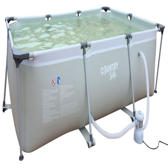 Country Side Metal Frame Pool — Rectangular Steel Frame Pool with Filter Pump