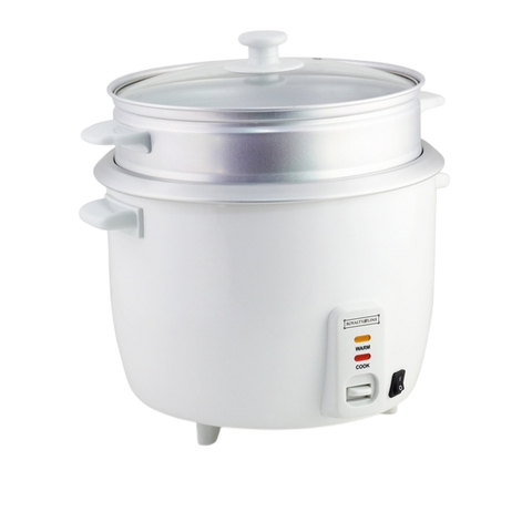 Royalty Line Electric Rice Cooker with Steamer Basket — Automatic Warm & Cook Function