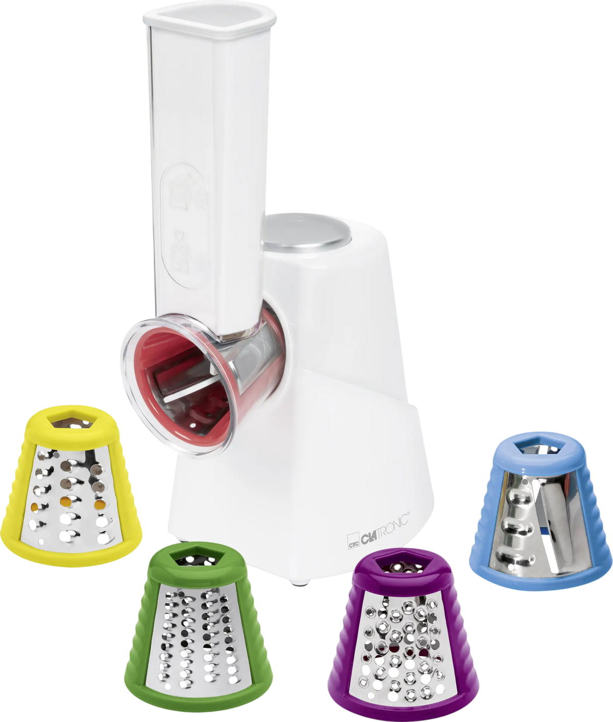 Clatronic Multi-Express 5-in-1 Electric Grater & Slicer — 5 Stainless Steel Drum Inserts