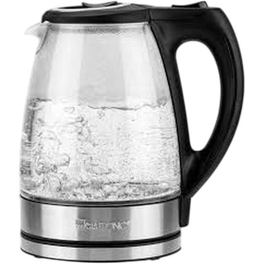 Clatronic Glass Kettle — BPA-Free Glass & Stainless Steel, Cordless with Safety Hinged Lid