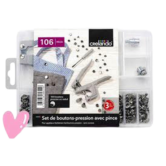 Crelando 106-Piece Snap Button Set with Pliers