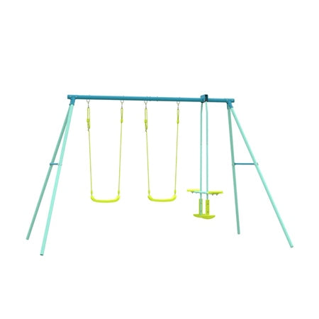 Crivit Triple Swing Set — Metal Garden Swing Frame with 2 Swings & Glider
