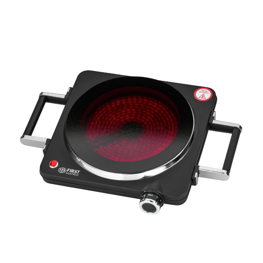 TZS First Austria Infrared Hot Plate — 1500 W, Ø 220 mm with Carry Handles