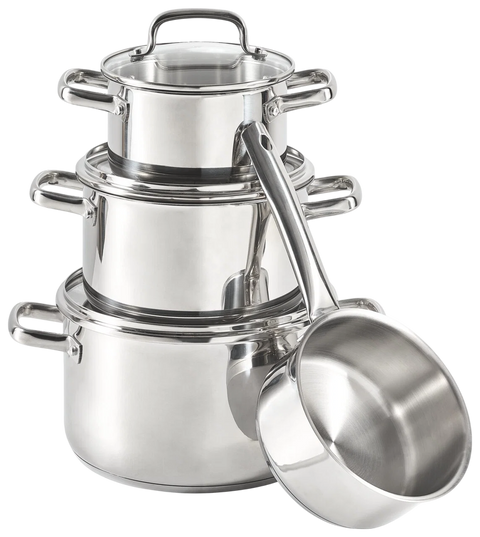 Homeware Kochtopfset — 4-Piece Stainless Steel Pot Set with Glass Lids