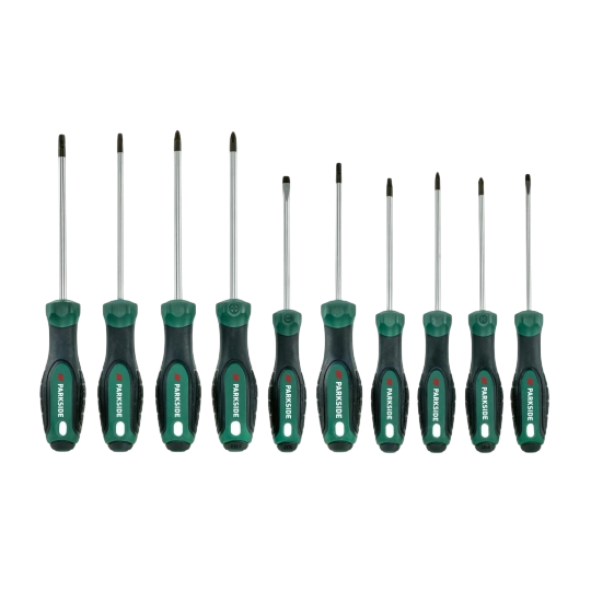 Parkside 10-Piece Magnetic Screwdriver Set — Green