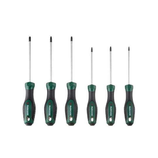 Parkside 6-Piece Chrome-Vanadium Screwdriver Set — Green, 325 mm