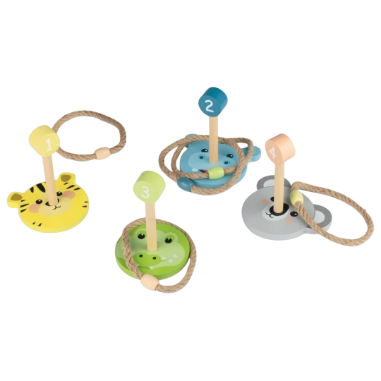 Playtive Animal Toss Game (Tierwurfspiel) — Wooden Ring & Hook Throwing Set
