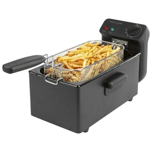 ProfiCook Cold Zone Deep Fryer — 2000 W, 3 Litre Oil Capacity, Powder-Coated Stainless Steel