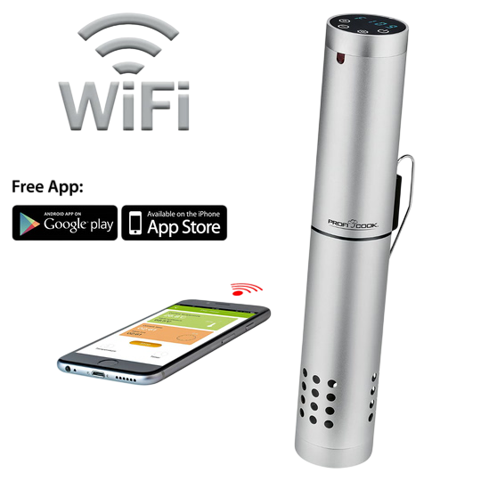 ProfiCook WiFi Sous Vide Stick — App Control, Recipe Database, Sensor Touch, IPX7