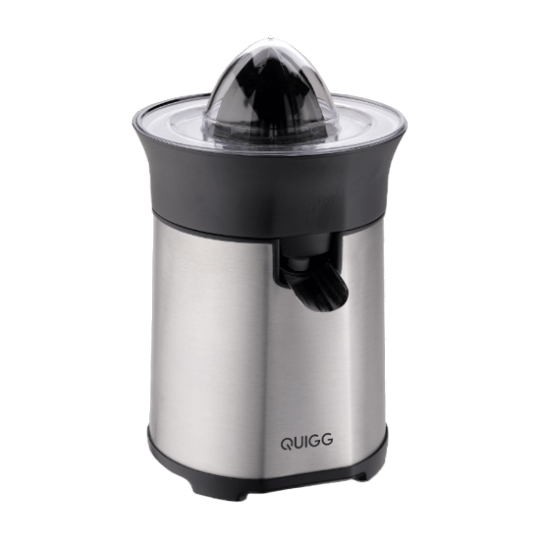 Quigg Citrus Juicer — Direct-to-Glass with Drip Stop, 2 Cones, Stainless Steel Body
