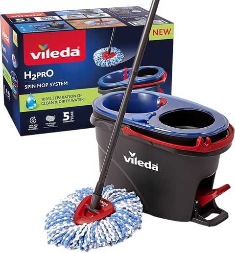 Vileda H2Pro Spin Mop System — 100% Separation of Clean & Dirty Water, Pedal Spin