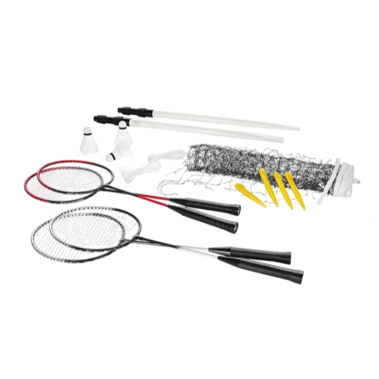 Crivit Sports Badminton Complete Set — 4 Rackets, 3 Shuttlecocks & Net