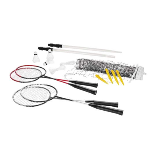 Crivit Sports Badminton Complete Set — 4 Rackets, 3 Shuttlecocks & Net