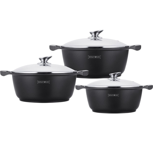 Royalty Line Aluminium 6-Piece Casserole Set — with Stainless Steel Lids