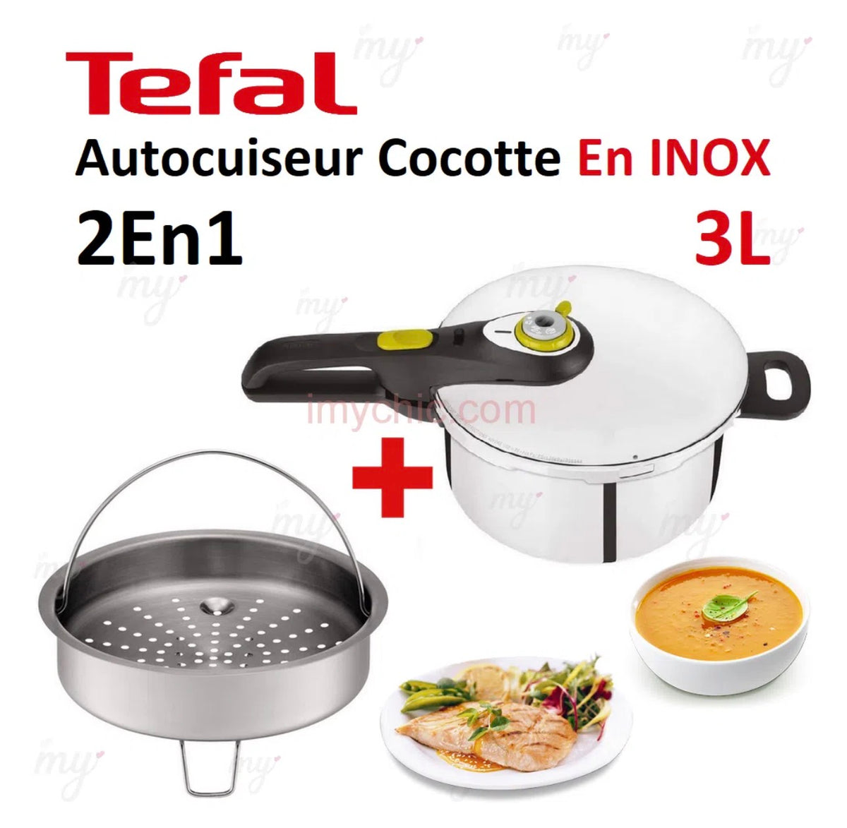 Tefal Secure 5 Neo P2534000 2-in-1 Stainless Steel Pressure Cooker 3L Suitable for All Hobs