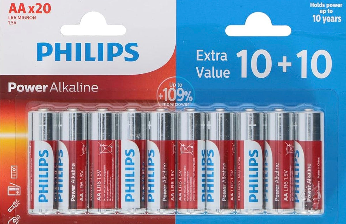 Philips 20 x AA Batteries Alkaline LR6 1.5 Volt