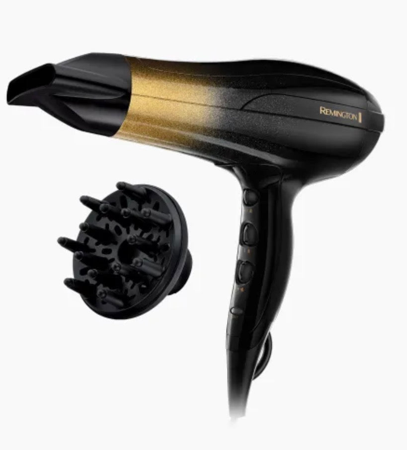 Remington Shine Therapy Dryer — Ionic Hair Dryer with Morrocan Argan Oil, Concentrator & Diffuser