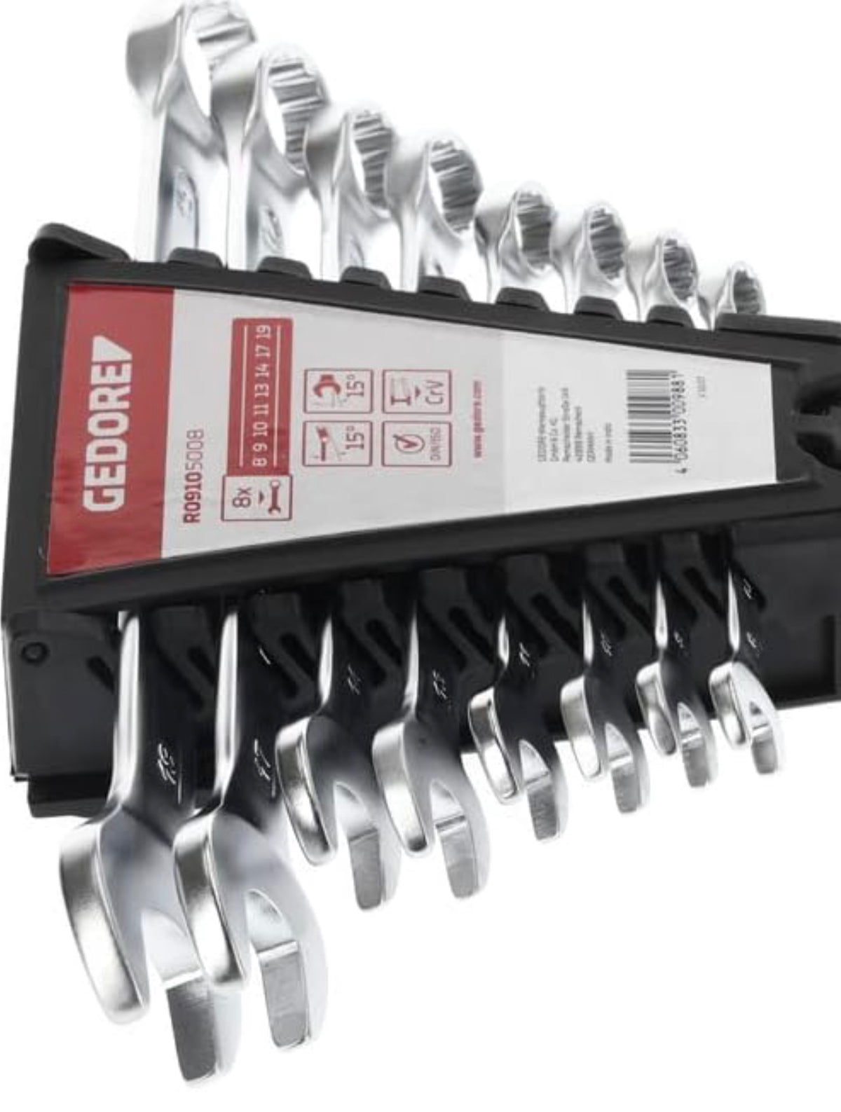 GEDORE red Combination Spanner Set 8 Pieces SW 8-19 Chrome Vanadium Steel Silver
