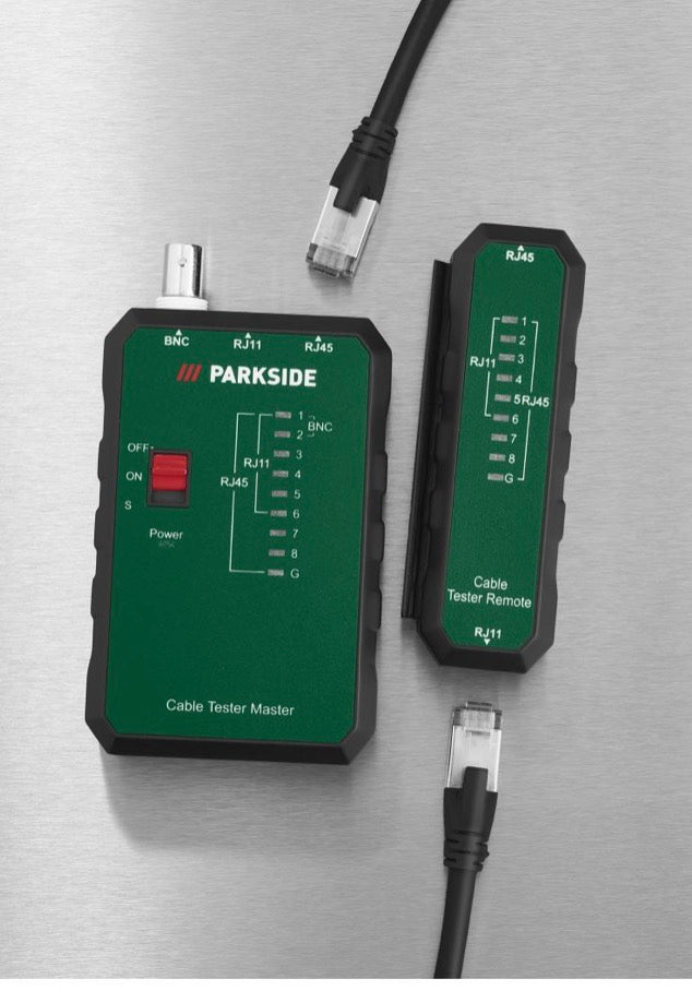 Parkside Netzwerkkabel-Tester PNKT A1 — Cable Tester for RJ11, RJ45 & BNC