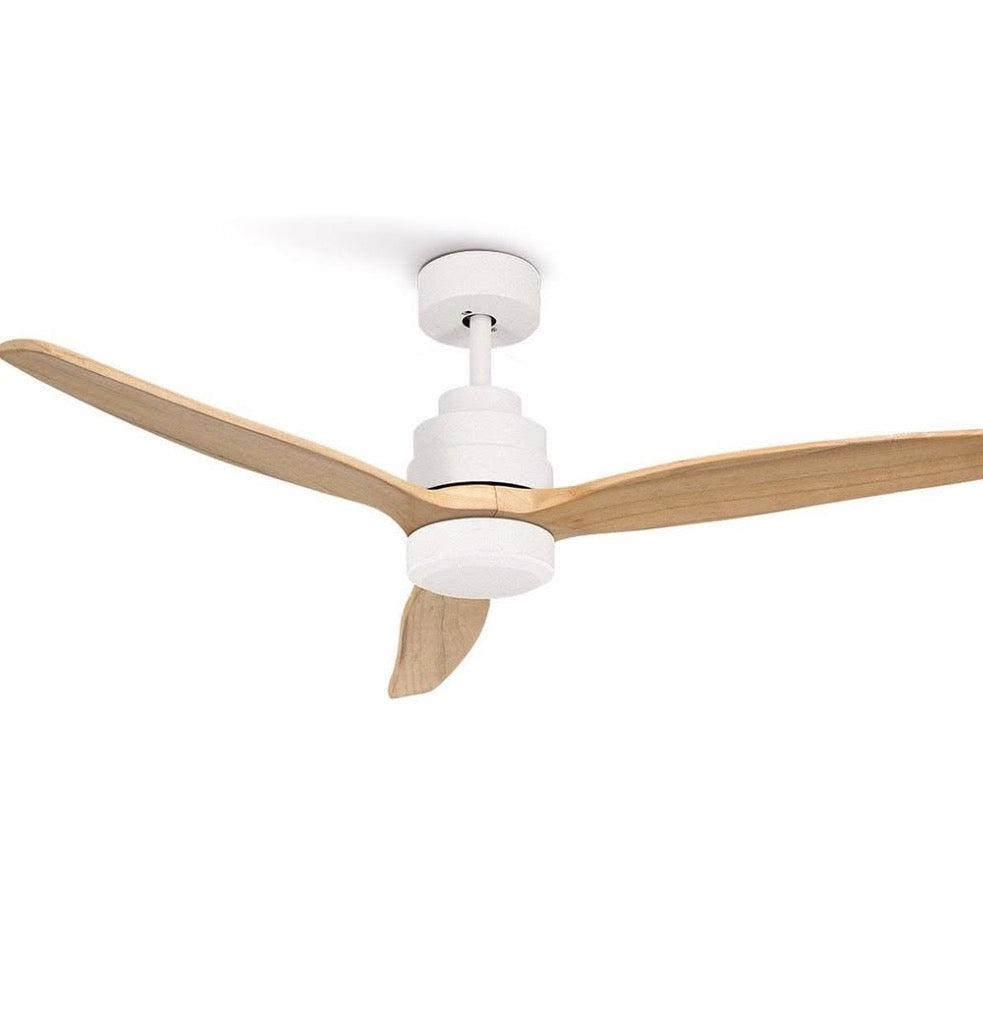 Create - Windstylance Dc White with Natural Wood - Ceiling Fan With Remote Control - 6 Speeds ( With Light )