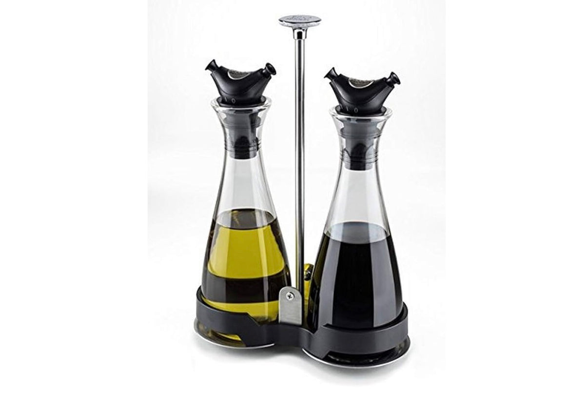 Peugeot Balsam Duo Portable Oil Cruet, Glass, Transparent/Stainless Steel, 16.5 x 8.5 x 23.3 cm (37031)