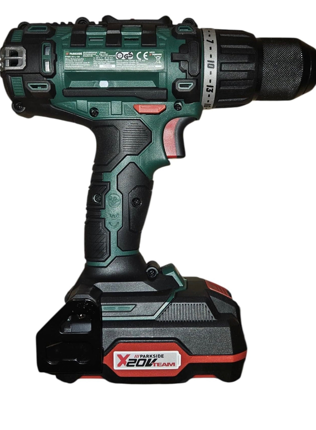 Parkside PABS 20-Li G8 2-in-1 20V Cordless Drill Driver with Battery, Charger, Accessory Kit, Cordless Screwdriver