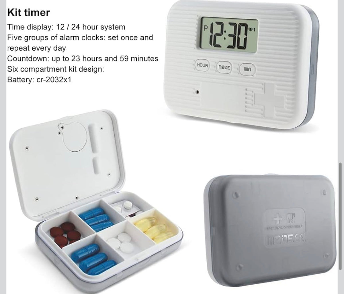 Automatic Pill Dispenser, Electronic Pill Boxes, Easy-Read LCD Display, 6 Compartments Digital Pill Reminder, Outdoor Portable Mini Pill Box with Alarm