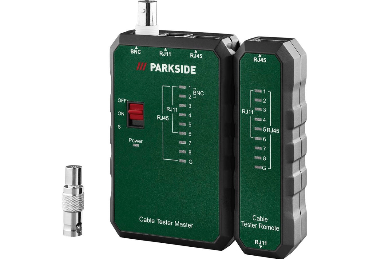Parkside Netzwerkkabel-Tester PNKT A1 — Cable Tester for RJ11, RJ45 & BNC