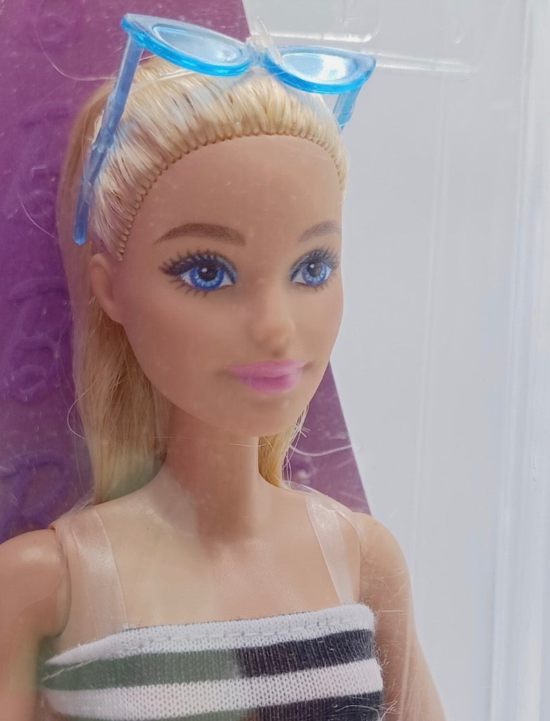 Yr 2023 Barbie Fashionistas Doll #213 Caucasian Model HRH11 Striped Black White