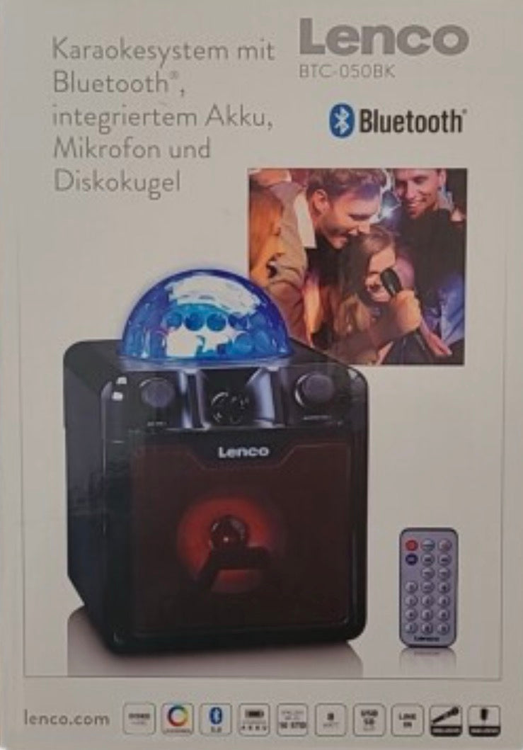 Karaoke system speaker LENCO Disc Bluetooth microphone battery disco ball 8 watt