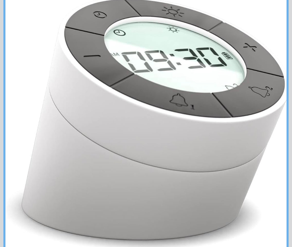 Mebus Digital Alarm Clock Night Light 2 in 1, Dimmable, 1200mAh Battery, Charging via Micro USB Cable (Included), Two Alarm Times, Snooze Function/Material: Plastic/Color: White/Model: 25649
