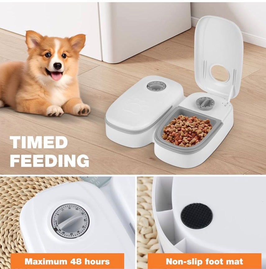 Automatic pet food dispenser for dogs and cats