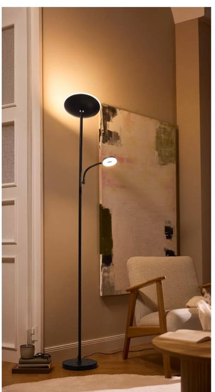 Livarno LED Uplighter Floor Lamp with Reading Light — 1.8 m, 2100 lm Uplight + 560 lm Reading Arm, 3000–6500 K