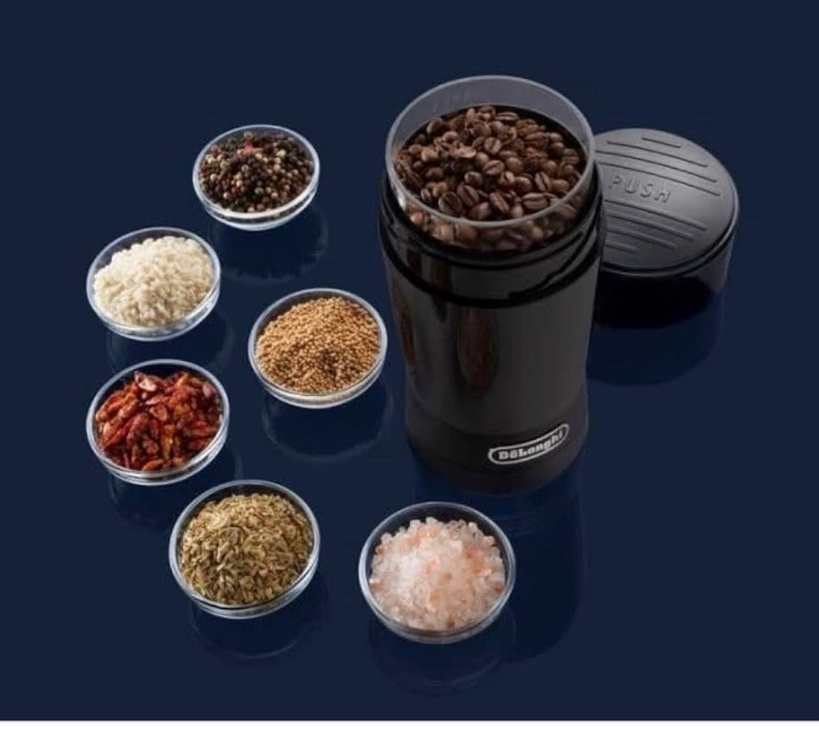 De'Longhi KG200 Electric Coffee Grinder, Stainless Steel Blade, 90g Coffee Bean Capacity, Black