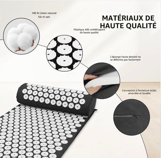 LIVARNO home Tapis et Coussin d’Acupression — Acupressure Mat 66 x 41 cm plus Pillow 39 x 15 cm, Cotton Cover up