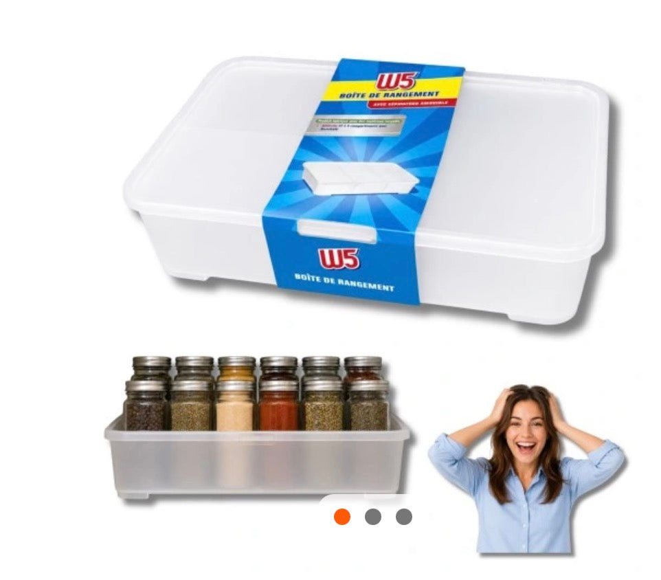 Transparent Organizer Box With Compartments 34x21x8 Cm Plastic