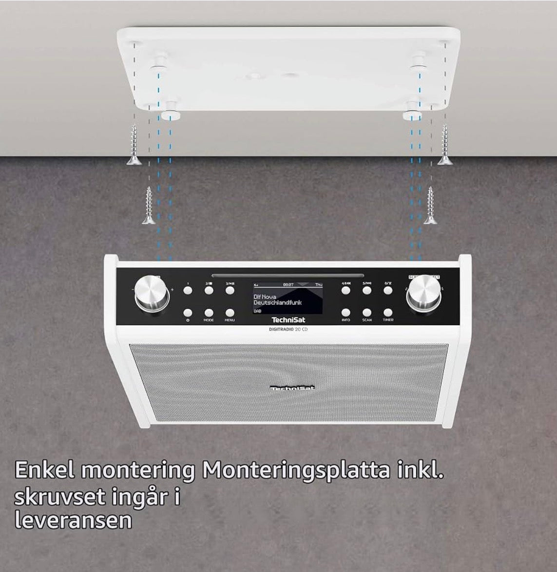 Brand: TechniSat
TechniSat DIGITRADIO 20 CD - Modern and Compact DAB+ Kitchen and Bathroom Radio (Receiving Strong FM Subradio with CD Player and Clock)