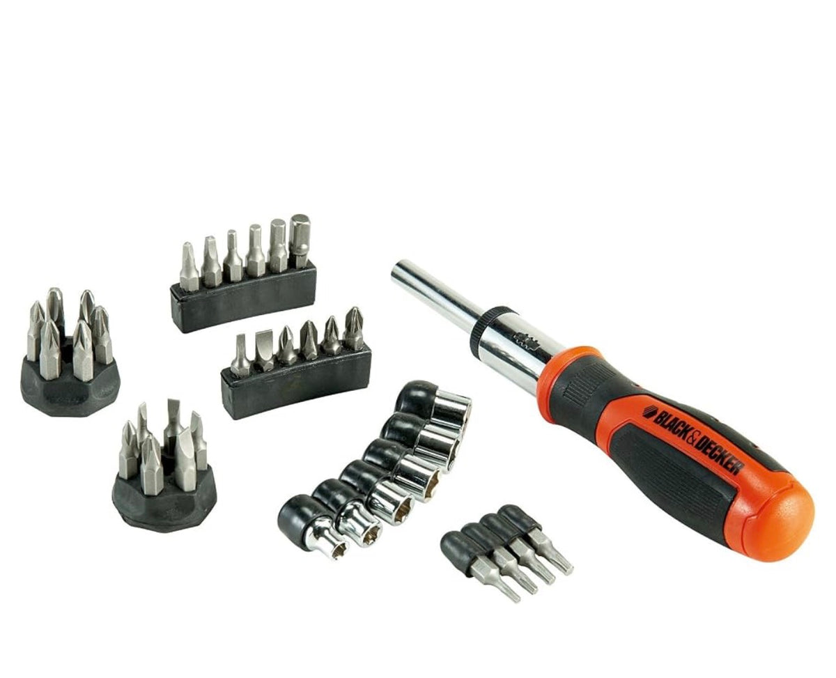 Brand: BLACK+DECKER
Black + Decker 29 pieces. Screwdriver with ratchet BDHT0-62130