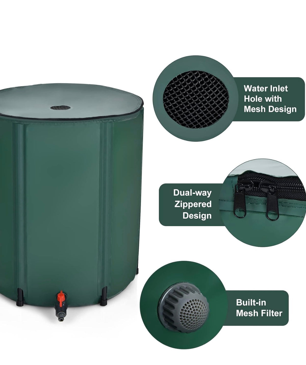 Goplus 60 Gallon Collapsible Rain Barrel, Portable Rain Barrels to Collect Rainwater from Gutter, Rainwater Collection System, Water Storage Tank Catcher Container with Filter Spigot