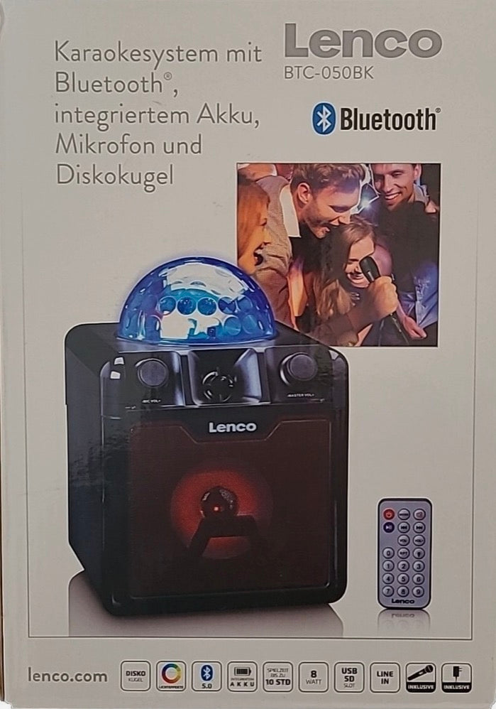Karaoke system speaker LENCO Disc Bluetooth microphone battery disco ball 8 watt